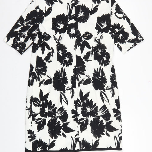 Gerry Weber Women Black White Floral UK 12 Knee Length Sheath Dress