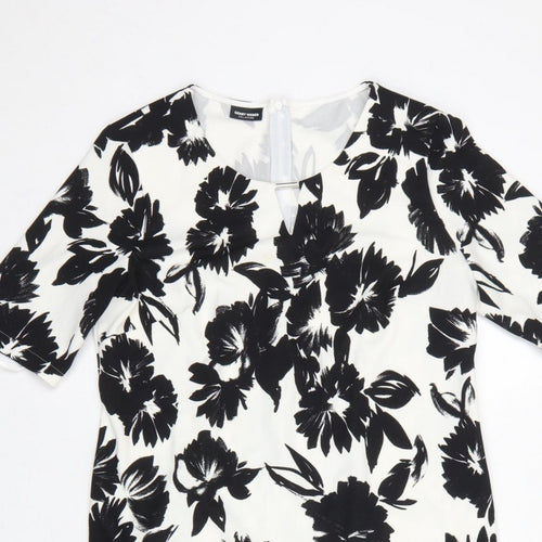 Gerry Weber Women Black White Floral UK 12 Knee Length Sheath Dress