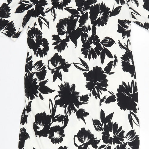 Gerry Weber Women Black White Floral UK 12 Knee Length Sheath Dress