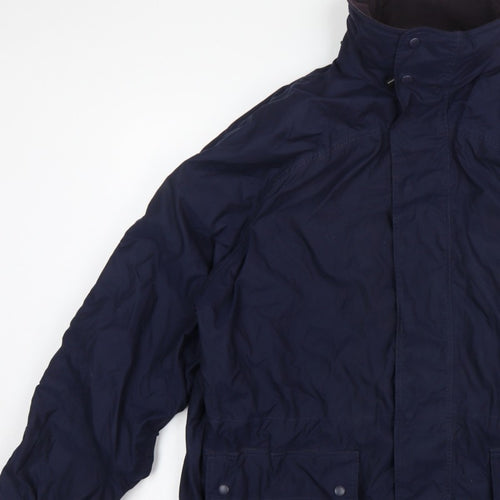 John Partridge Men Blue L Parka Coat Polyester PU Utility Zip Snap Pockets