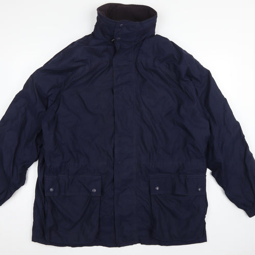John Partridge Men Blue L Parka Coat Polyester PU Utility Zip Snap Pockets