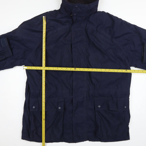 John Partridge Men Blue L Parka Coat Polyester PU Utility Zip Snap Pockets