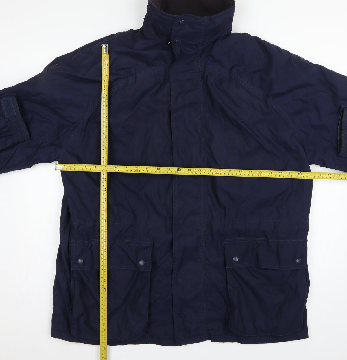 John Partridge Men Blue L Parka Coat Polyester PU Utility Zip Snap Pockets
