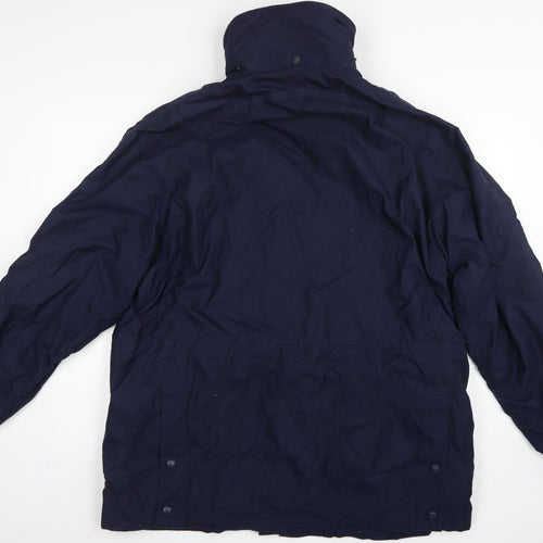 John Partridge Men Blue L Parka Coat Polyester PU Utility Zip Snap Pockets