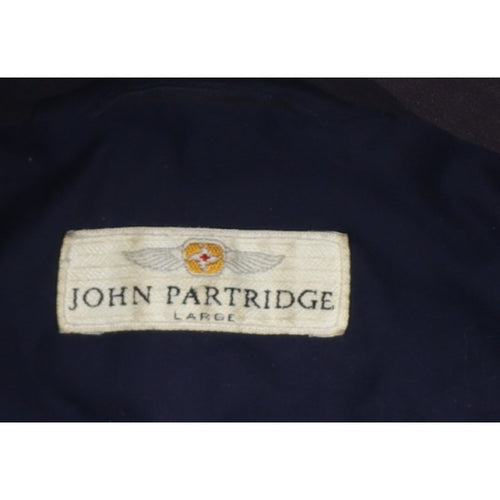 John Partridge Men Blue L Parka Coat Polyester PU Utility Zip Snap Pockets