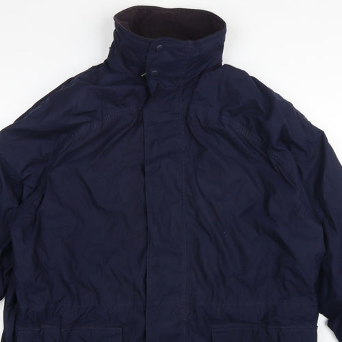 John Partridge Men Blue L Parka Coat Polyester PU Utility Zip Snap Pockets