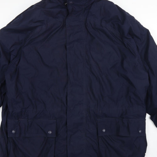 John Partridge Men Blue L Parka Coat Polyester PU Utility Zip Snap Pockets