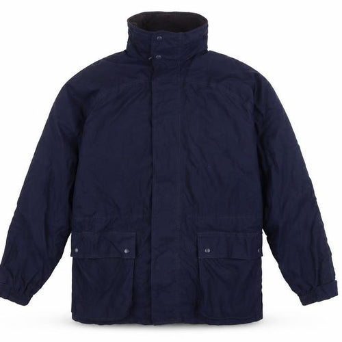 John Partridge Men Blue L Parka Coat Polyester PU Utility Zip Snap Pockets