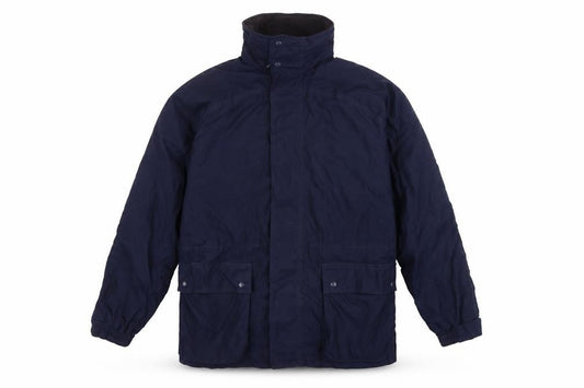 John Partridge Men Blue L Parka Coat Polyester PU Utility Zip Snap Pockets