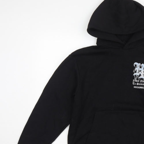 Hoodrich Men Black S Pullover Graphic Print Hoodie Logo Pockets
