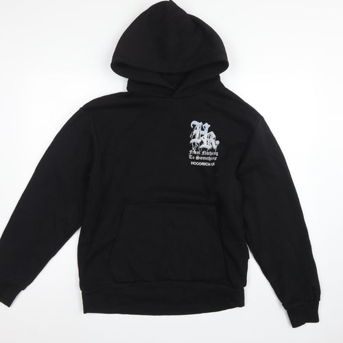 Hoodrich Men Black S Pullover Graphic Print Hoodie Logo Pockets