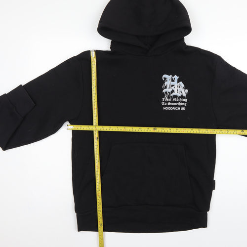 Hoodrich Men Black S Pullover Graphic Print Hoodie Logo Pockets
