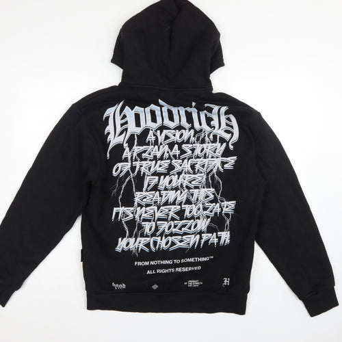 Hoodrich Men Black S Pullover Graphic Print Hoodie Logo Pockets