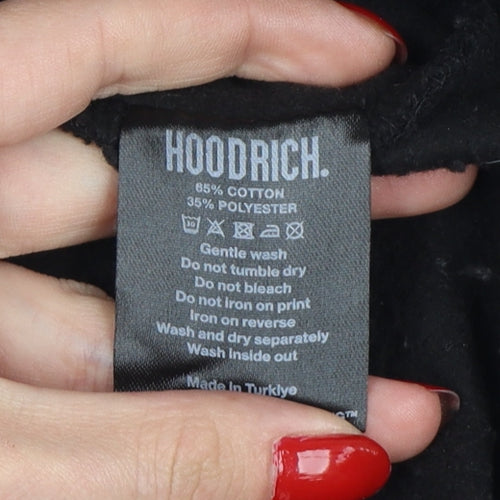Hoodrich Men Black S Pullover Graphic Print Hoodie Logo Pockets