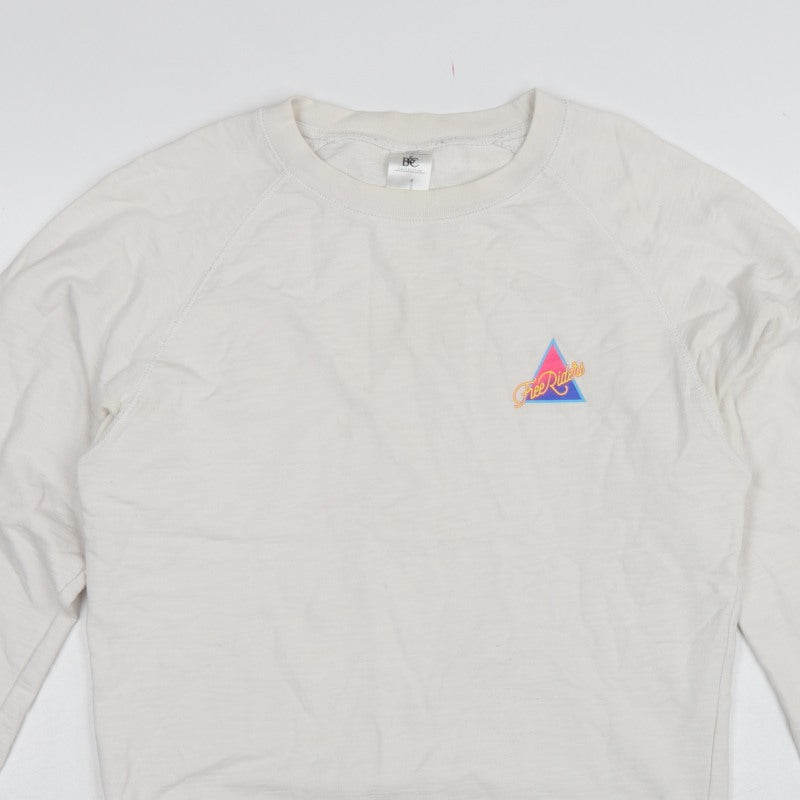 B&C Collection Men’s Ivory M Free Riders Graphic Crew Neck Sweatshirt