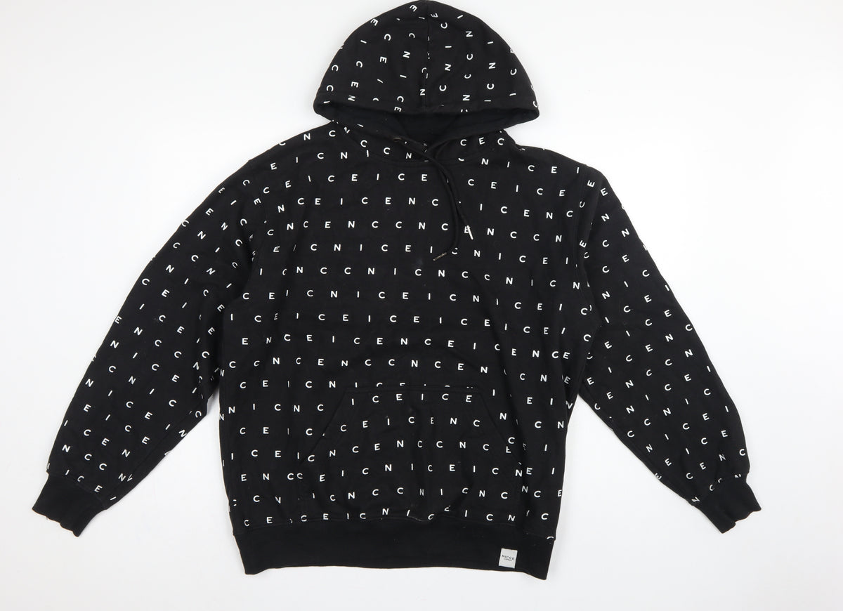 Nicce London Men’s Black XL Logo Print Pullover Hoodie
