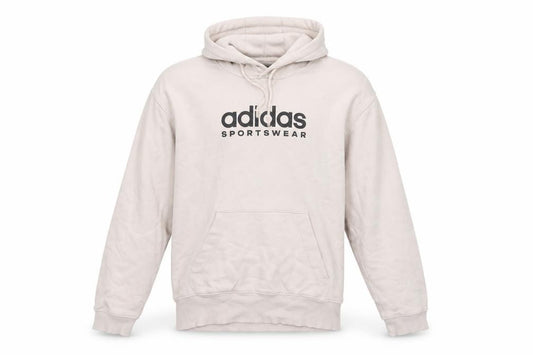 Adidas Men Beige M Pullover Hoodie Logo Graphic Fleece Sportswear