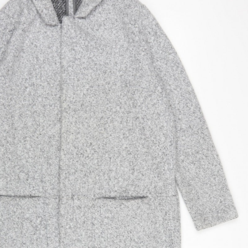 Next Women Grey UK 16 Hooded Full Zip Longline Knit Cardigan Pockets