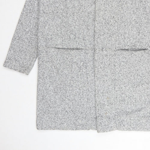 Next Women Grey UK 16 Hooded Full Zip Longline Knit Cardigan Pockets