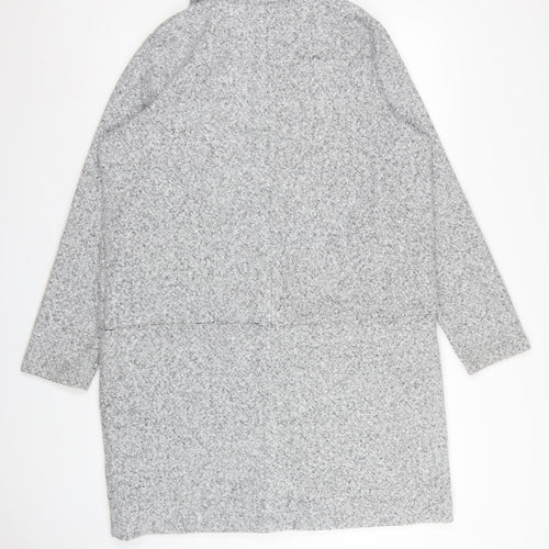 Next Women Grey UK 16 Hooded Full Zip Longline Knit Cardigan Pockets