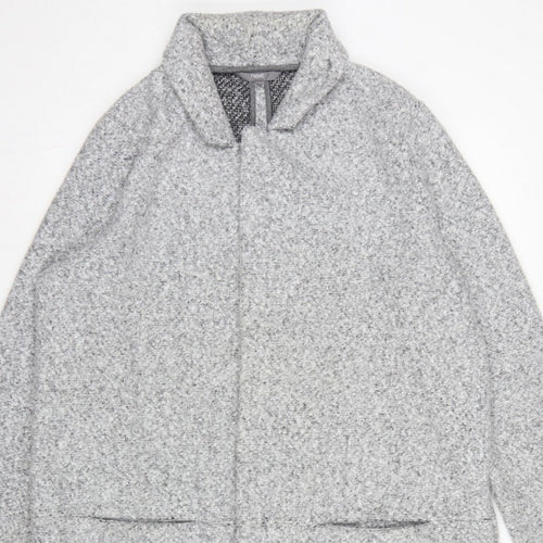 Next Women Grey UK 16 Hooded Full Zip Longline Knit Cardigan Pockets