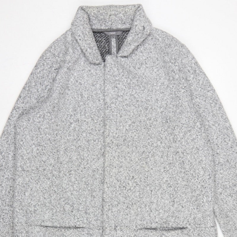 Next Women Grey UK 16 Hooded Full Zip Longline Knit Cardigan Pockets