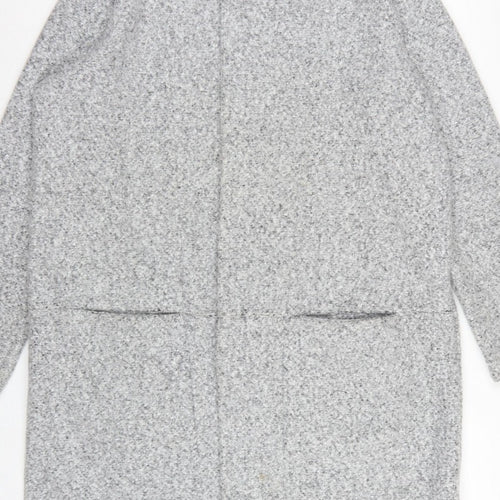 Next Women Grey UK 16 Hooded Full Zip Longline Knit Cardigan Pockets