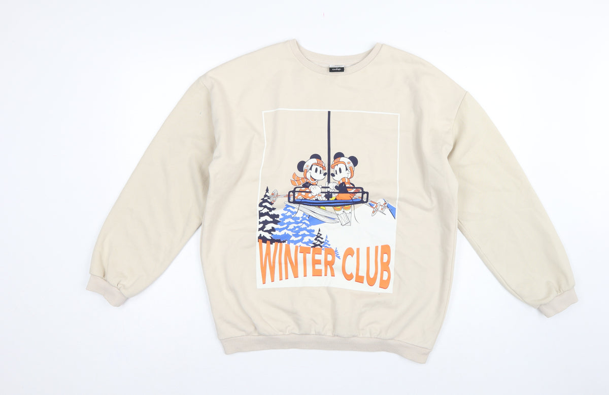Back view of George girls’ beige 13-14 years pullover mickey winter club sweatshirt