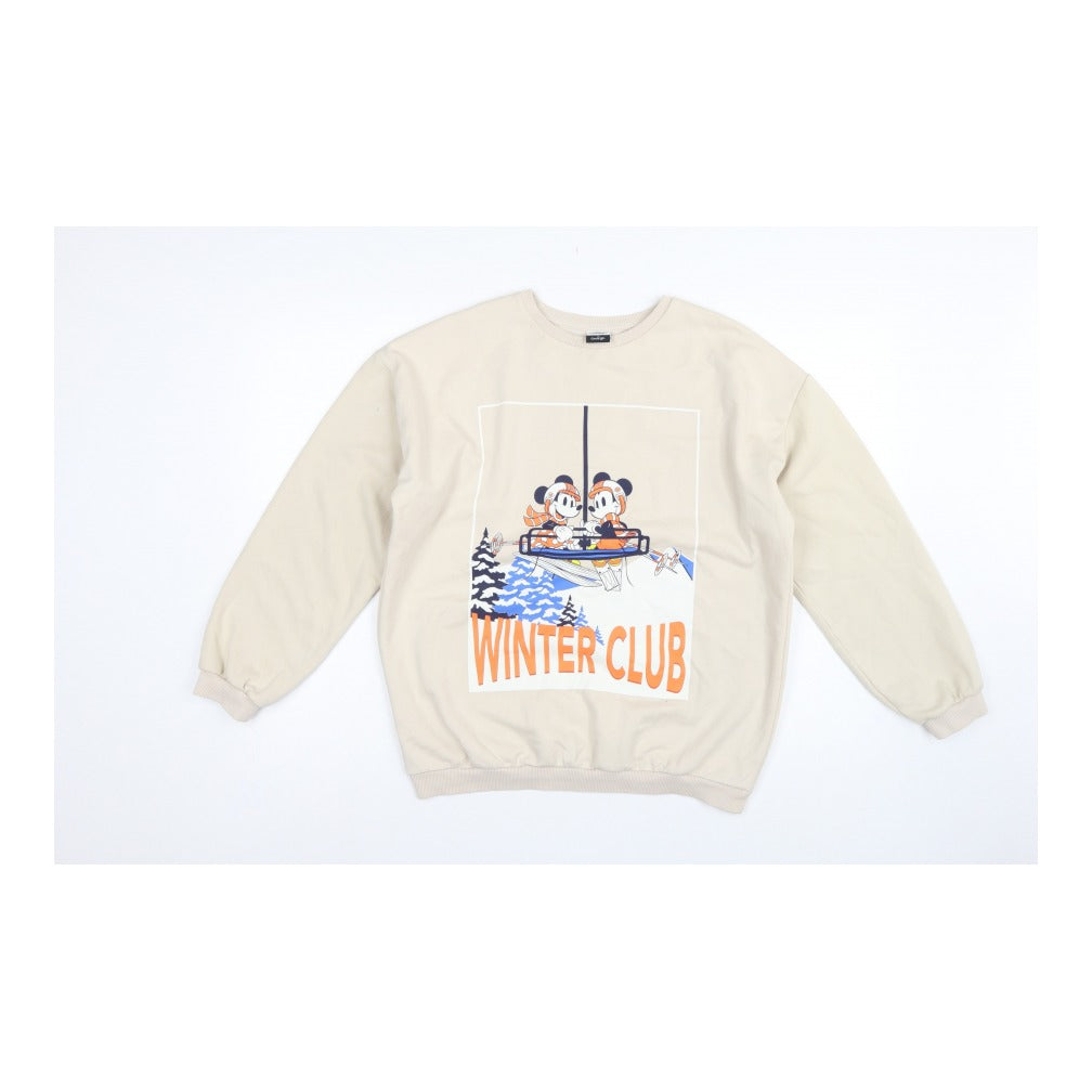 Front view of George girls’ beige 13-14 years pullover mickey winter club sweatshirt