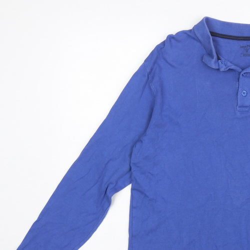 James Pringle Men’s Blue Cotton Long Sleeve Polo Shirt Medium