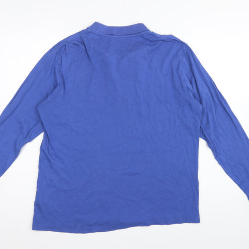 James Pringle Men’s Blue Cotton Long Sleeve Polo Shirt Medium