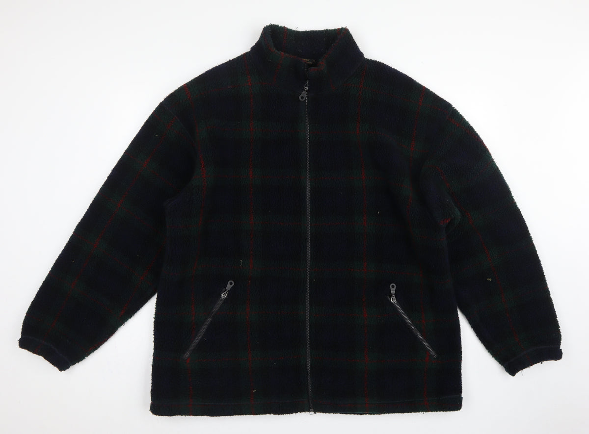 St Michael Marks & Spencer Men's Green Check Fleece Jacket XL