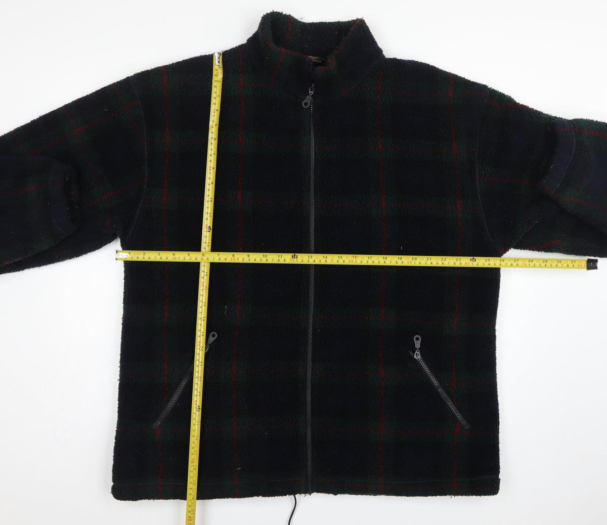St Michael Marks & Spencer Men's Green Check Fleece Jacket XL
