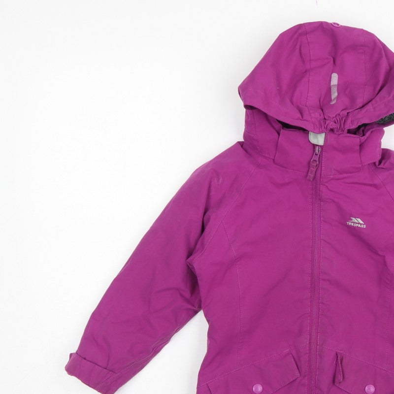 Trespass Girls Purple 3-4 Years Parka Coat Waterproof Hooded Fleece Lined