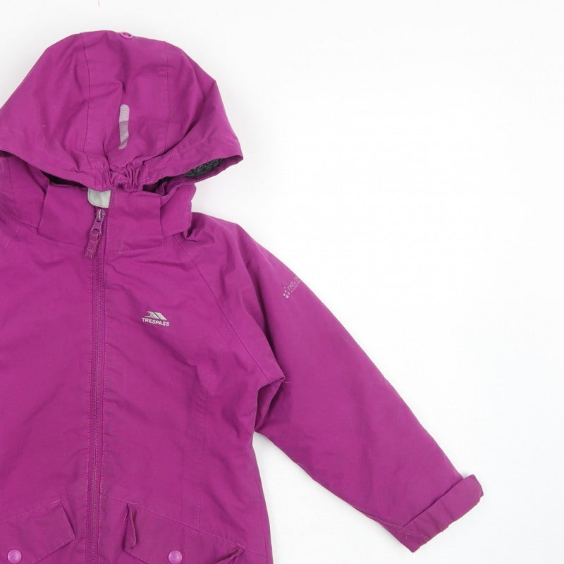 Trespass Girls Purple 3-4 Years Parka Coat Waterproof Hooded Fleece Lined