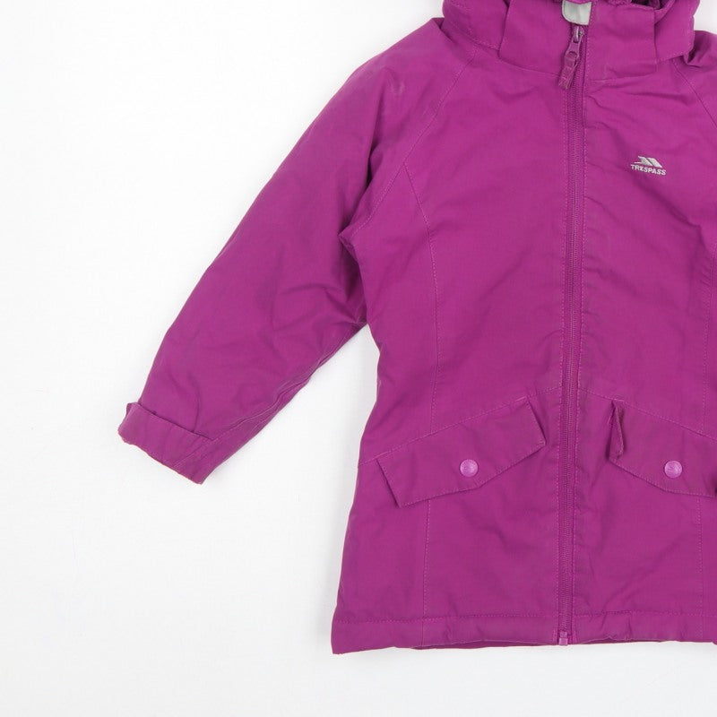 Trespass Girls Purple 3-4 Years Parka Coat Waterproof Hooded Fleece Lined