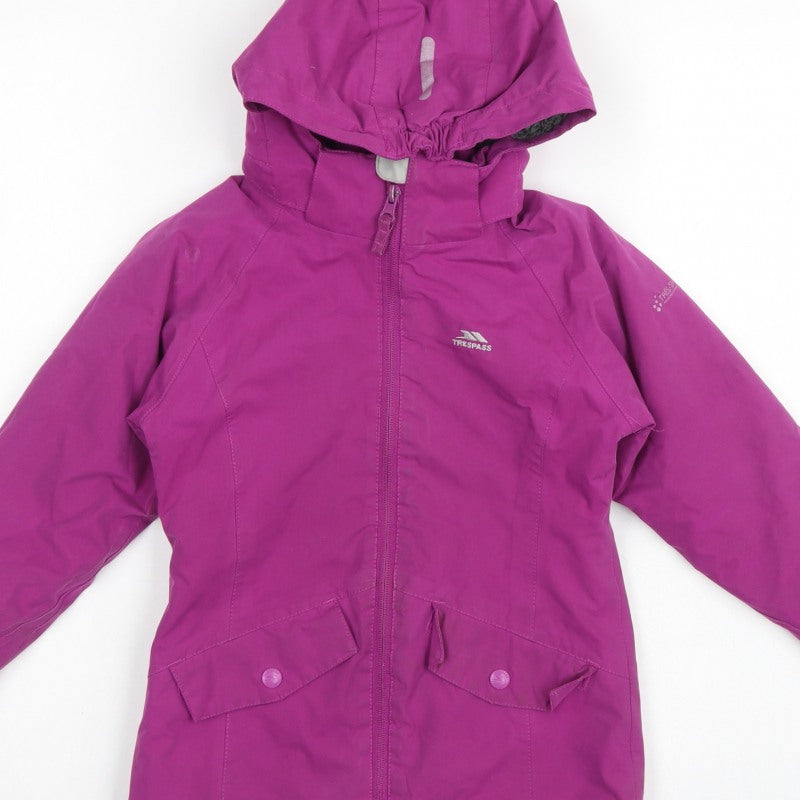 Trespass Girls Purple 3-4 Years Parka Coat Waterproof Hooded Fleece Lined