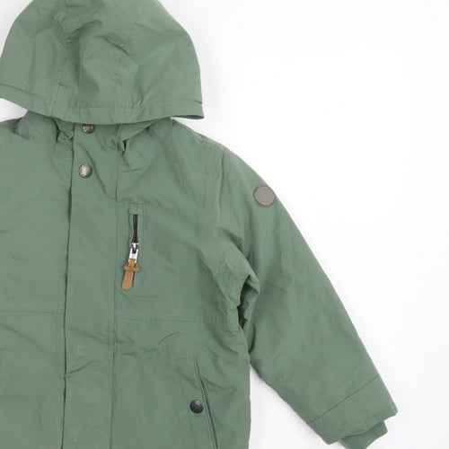 Next Boys Green Parka Coat 5-6 Years Hooded Fleece Lined Winter Jacket