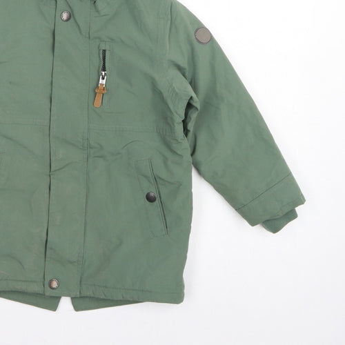 Next Boys Green Parka Coat 5-6 Years Hooded Fleece Lined Winter Jacket