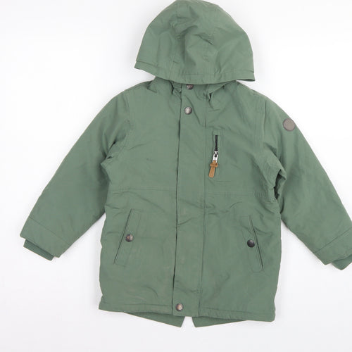 Next Boys Green Parka Coat 5-6 Years Hooded Fleece Lined Winter Jacket