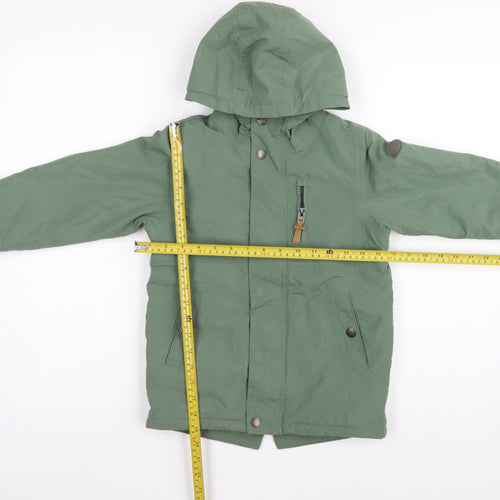 Next Boys Green Parka Coat 5-6 Years Hooded Fleece Lined Winter Jacket