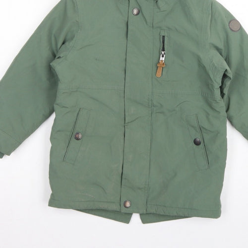Next Boys Green Parka Coat 5-6 Years Hooded Fleece Lined Winter Jacket