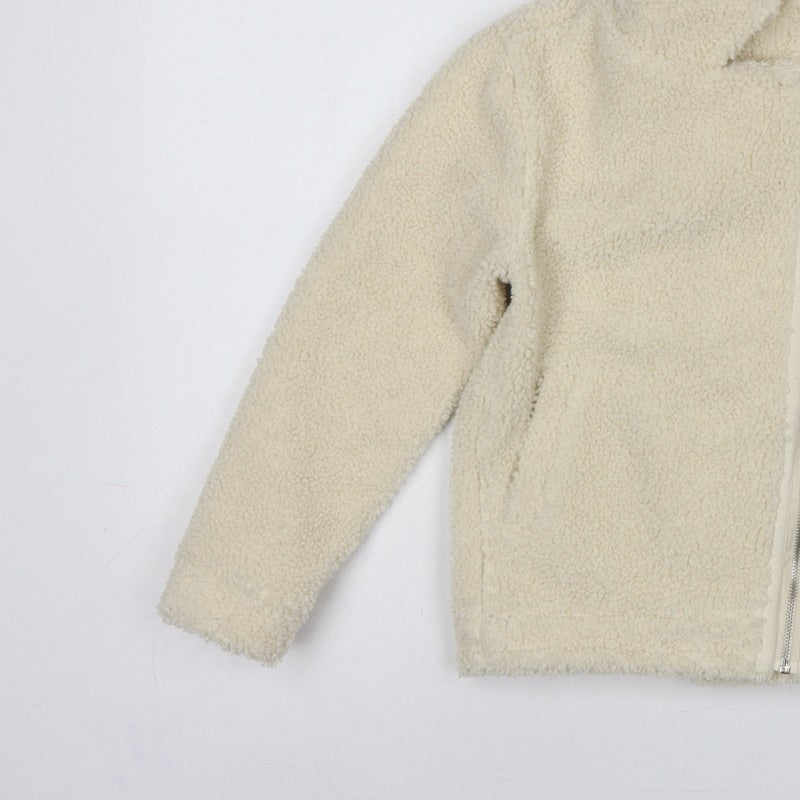 Additional view of Threadgirls girls’ ivory 7-8 years teddy fleece zip jacket collared