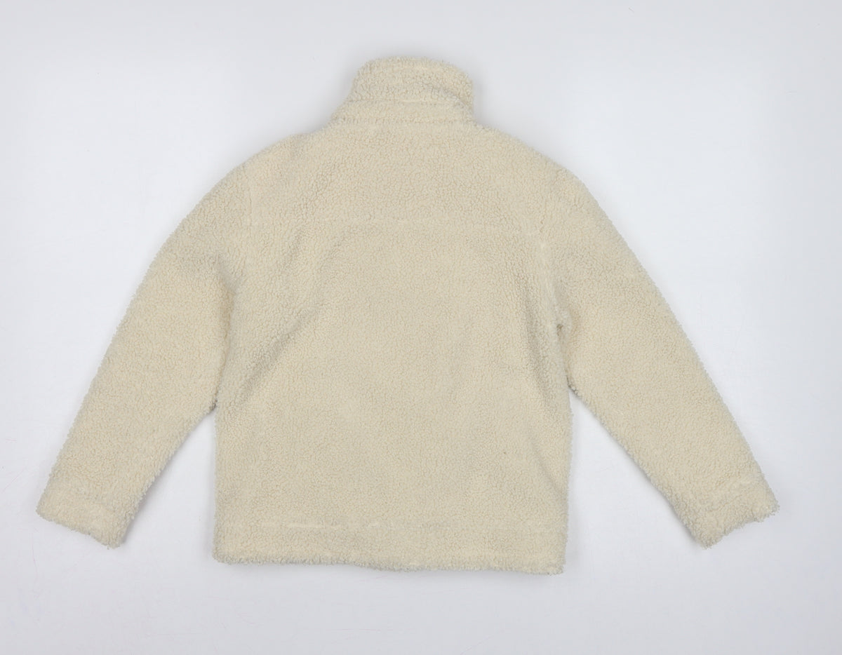 Brand and care label for Threadgirls girls’ ivory 7-8 years teddy fleece zip jacket collared