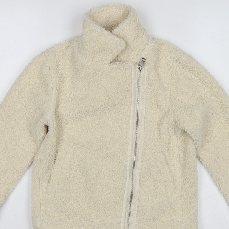 Additional view of Threadgirls girls’ ivory 7-8 years teddy fleece zip jacket collared