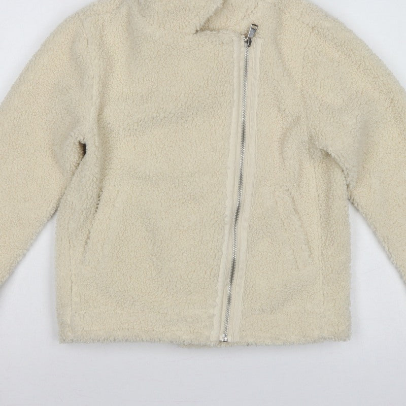Additional view of Threadgirls girls’ ivory 7-8 years teddy fleece zip jacket collared
