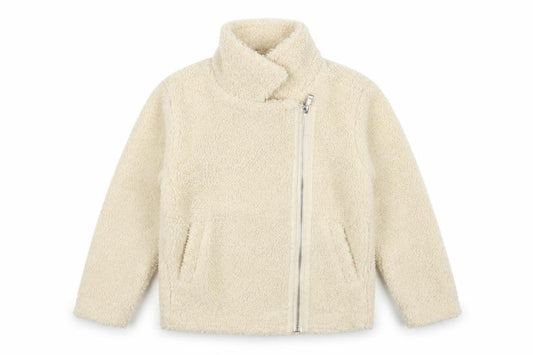 Threadgirls Girls Ivory 7-8 Years Teddy Fleece Zip Jacket Collared