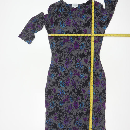 Jigsaw Women’s Black Floral UK 12 Knee Length Pencil Dress
