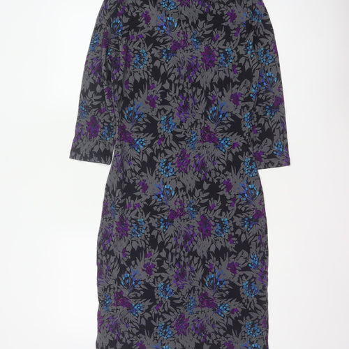 Jigsaw Women’s Black Floral UK 12 Knee Length Pencil Dress