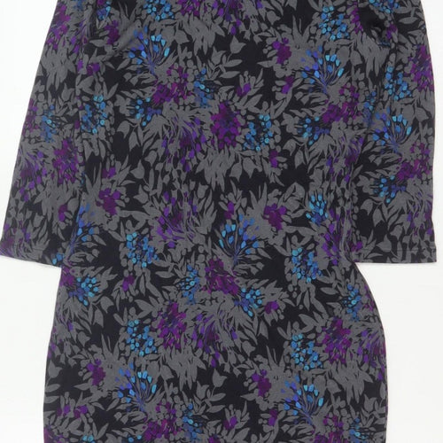 Jigsaw Women’s Black Floral UK 12 Knee Length Pencil Dress